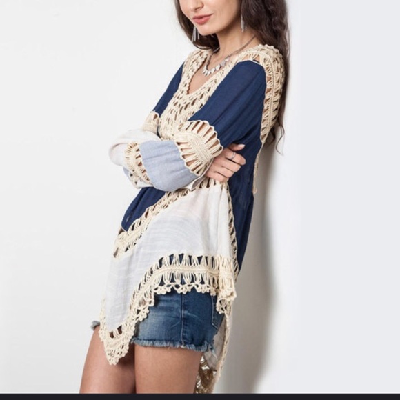 Women fashion crochet sweater top blouse - Picture 2 of 5